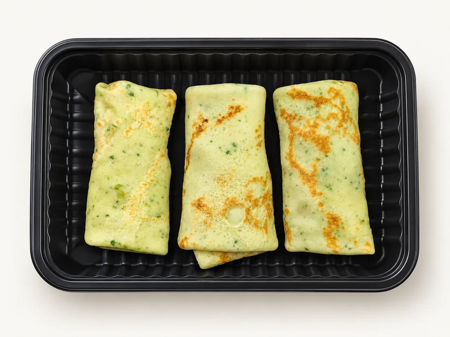 Шпинатные блинчики с мясом